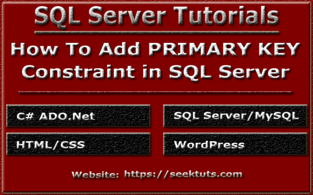 You are currently viewing How to add Primary Key Constraint in SQL Server