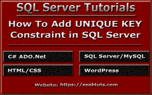 You are currently viewing Unique Key Constraint in SQL Server