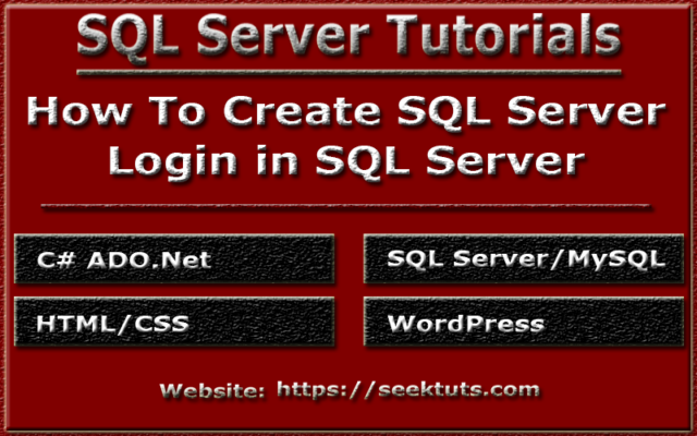 Create SQL Server Login