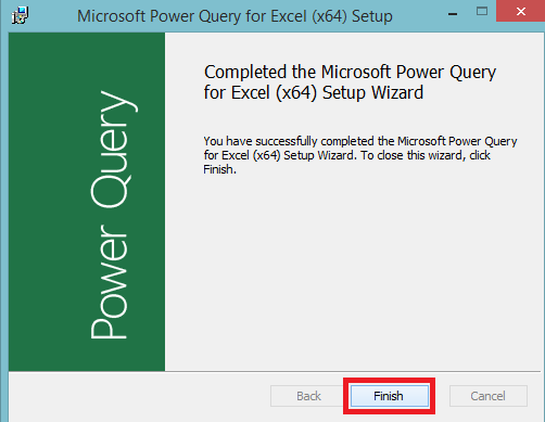Finish Power Query Installation